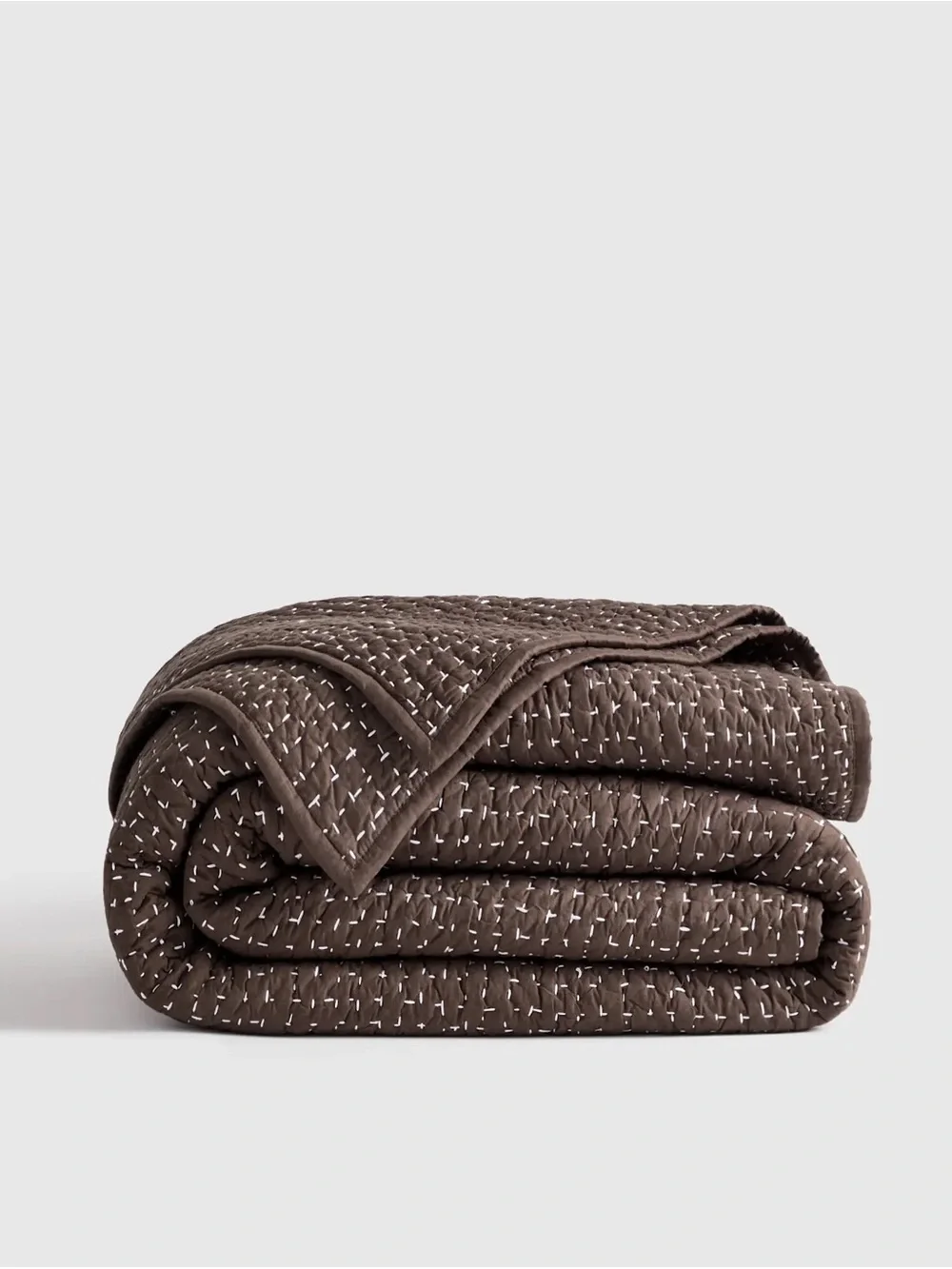 Quince Hand Stitched Organic Quilt in Chocolate Brown NWT $350 Value